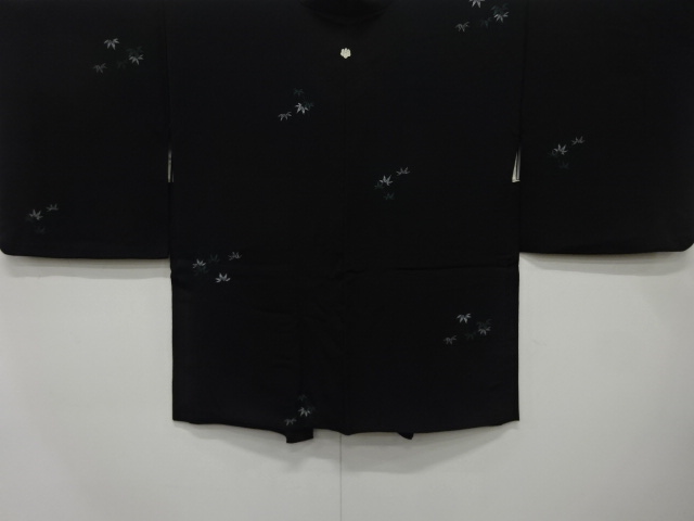 竹笹模様織り出し　一つ紋　長絵羽織